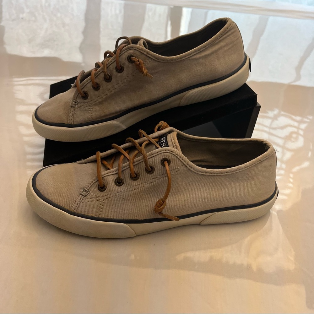 Sperry STS95629 Canvas Sneaker Beige Women’s 7.5